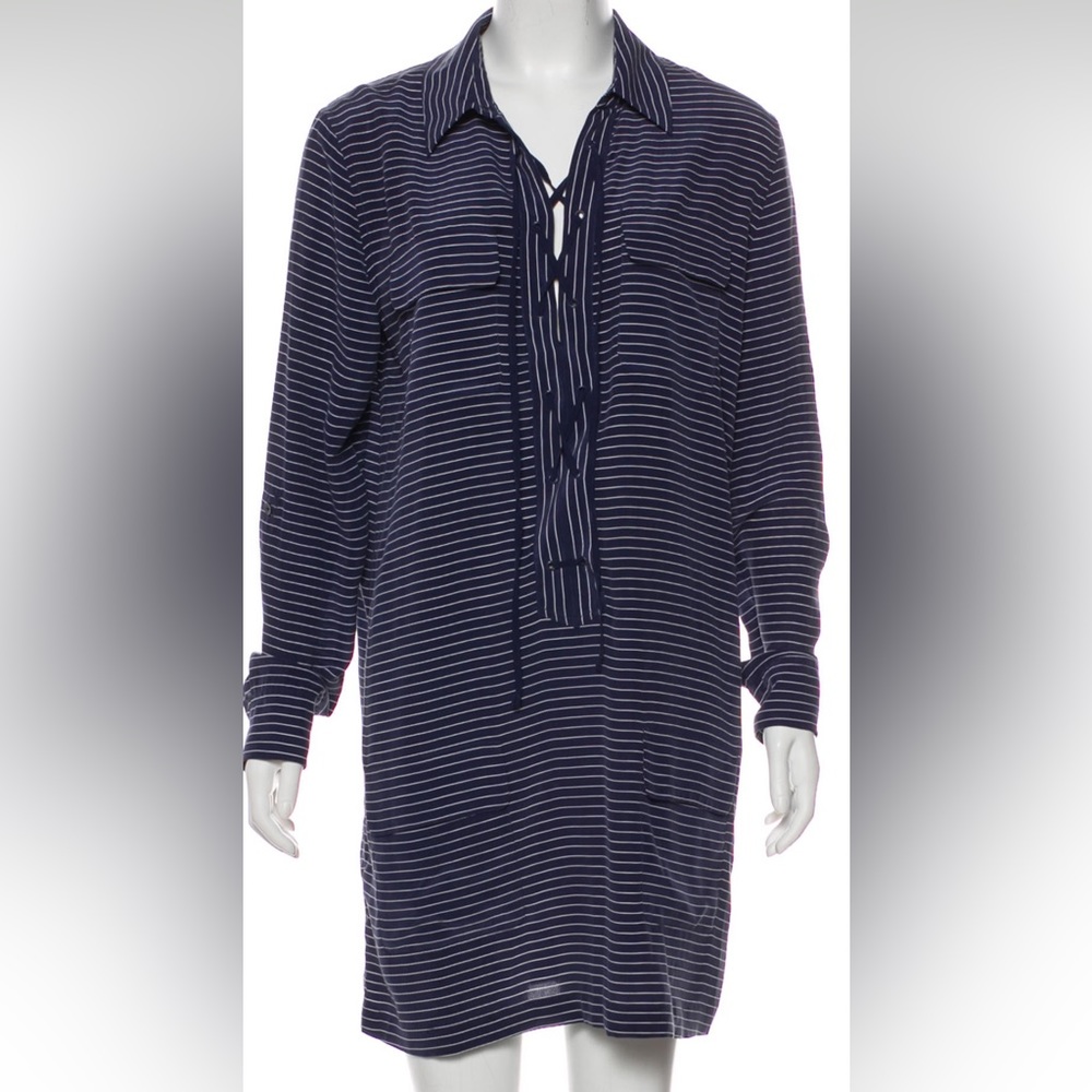 Equipment silk dress with lace up neck detailing, very good condition